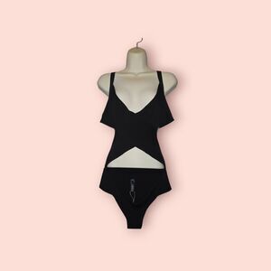 SKIMS Knit Beachwear Bandage Monokini One Piece Bodysuit Onyx Black Cut Out Sexy